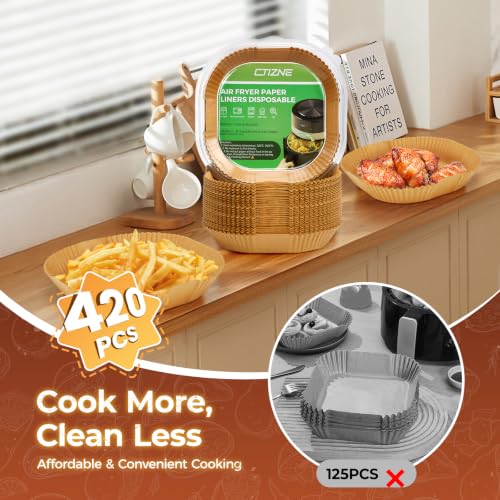 420PCS Air Fryer Liners Disposable for 6.5" Square Air Fryers (6.5" Square)