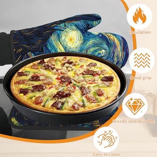 Starry Night Moon Oven Mitts and Pot Holders Set (4 Count)