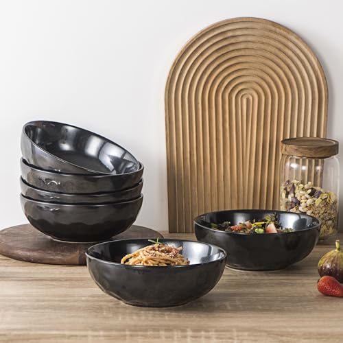 Ceramic Pasta Bowls Set (Bright Black)