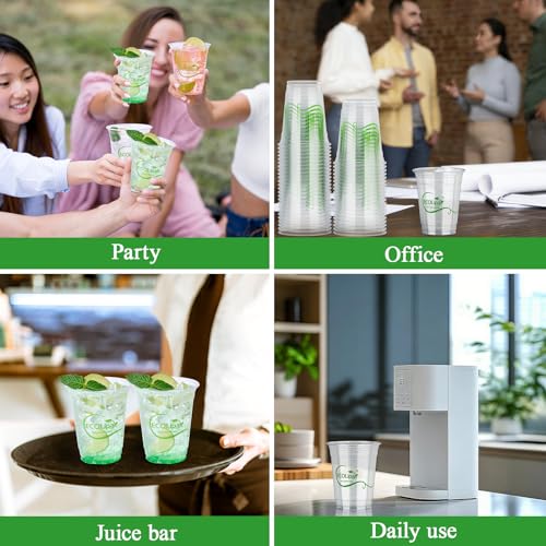1000 Count 12 OZ Clear Compostable Plastic Cups for Restaurant (12oz-clear)