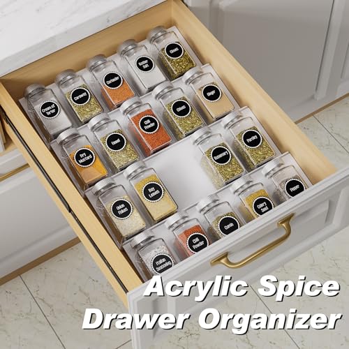 White Acrylic Spice Drawer Organizer (White / 4 Pack)