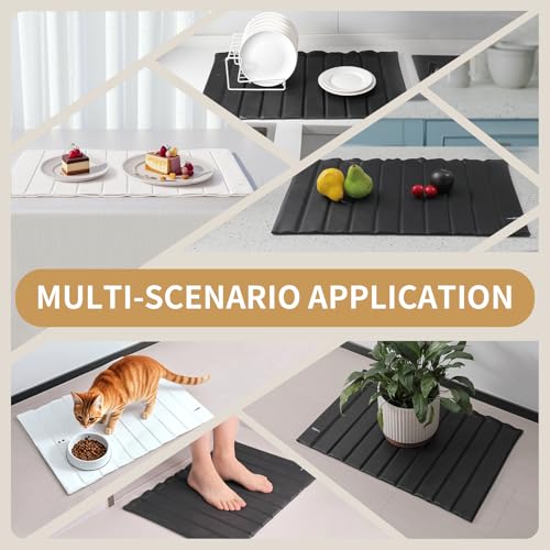 Stone Drying Mat for Kitchen Counter (PU-Black)