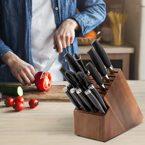 Knife Block for Kitchen Countertop (Brown-20 Slot)