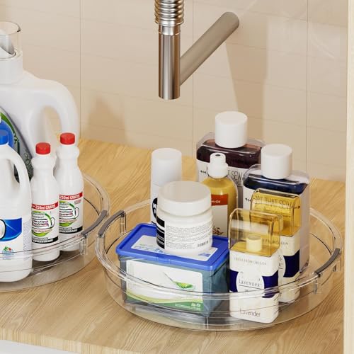 3 Pack Lazy Susan Organizer Turntable for Cabinet (Clear / 3 Pack 12in+10.6in+9.25in)