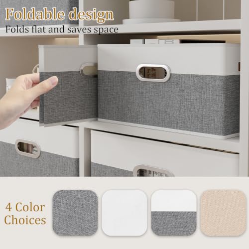 Fabric Storage Baskets (12.99x9.05x7.87in/2-Pack / White/Grey)