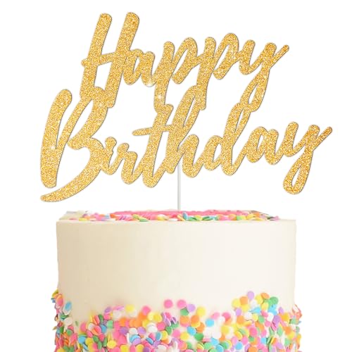Happy Birthday Cake Toppers Gold Glitter Birthday Cake Decoration Cake Baking Supplies 18th 30th 40th Birthday Cake Toppers For Boys Girls Men Women Birthday Party Photo Booth Props