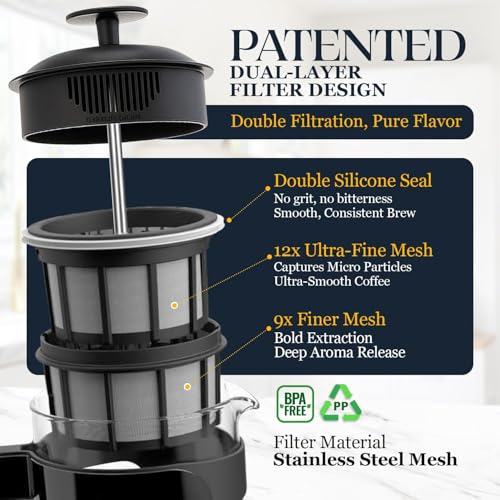 P3 French Press Coffee Maker (Black / 17 oz)