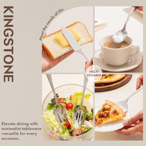 45 Piece Silverware Set for 8 with Serving Utensils (Silver / 45-Piece)