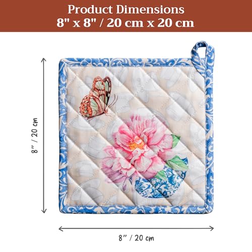 Pot Holders 100% Cotton Potholders (017 - Canton / 8" x 8" (Pot Holder Pack of 2))