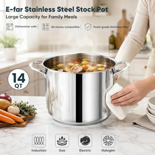 14 Quart Stainless Steel Stock Pot with Lid