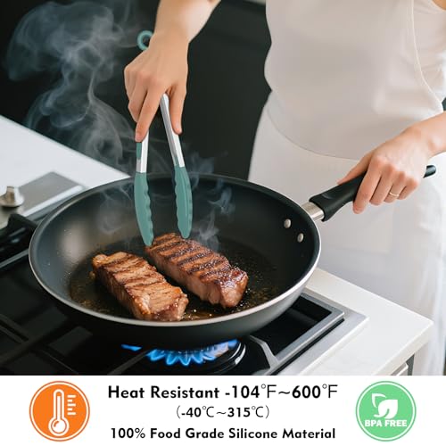 Silicone Kitchen Tongs for Cooking (Neutral Color)