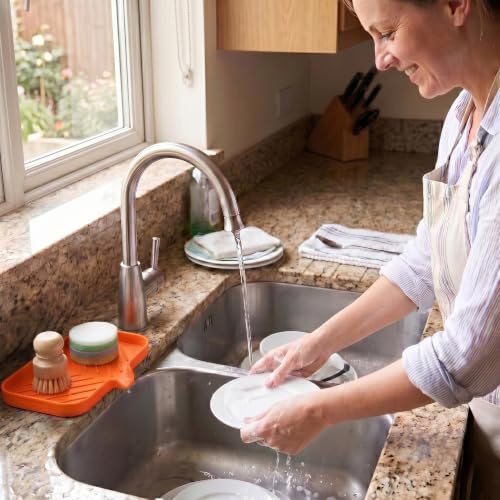Silicone Soap Dish with Drain Spout (Orange / M(9.6"×5.3"))