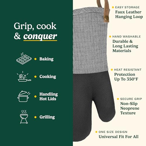 Cuisinart Heritage Kitchen Oven Mitts (Black/White Mini Houndstooth)
