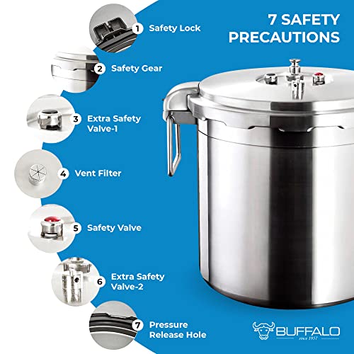 32 Quart Stainless Steel Pressure Cooker Extra Large Canning Pot with Lid for Commercial Use (32 Quarts / QCP430)
