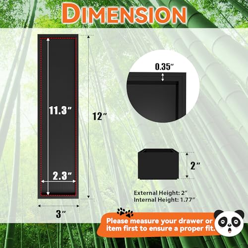 Bamboo Kitchen Drawer Organizer (12 x 3 x 2 Inch / Black)