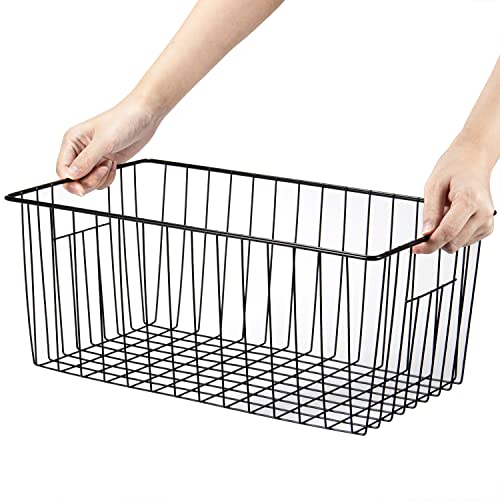 16inch Freezer Wire Storage Organizer Baskets (Black)