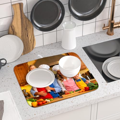 Custom Personalized Dish Drying Mat for Kitchen Counter 16 X 18 In (Custom Colorful / 18" x 16")