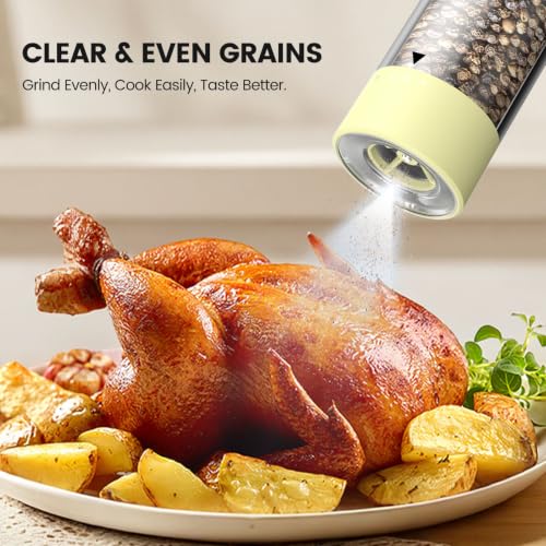 Electric Salt and Pepper Grinder Set (Yellow)