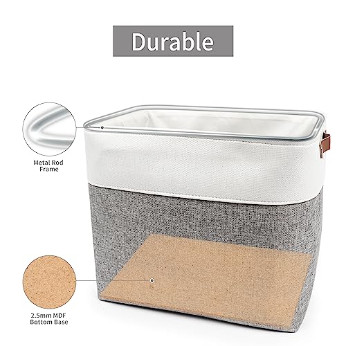 Large Fabric Storage Baskets (Gray / Off-White / Extra Large -17"x12"x15")