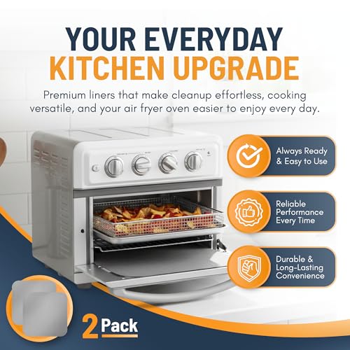Toaster Oven Liners for Bottom of Oven (2 Pack / Silver)