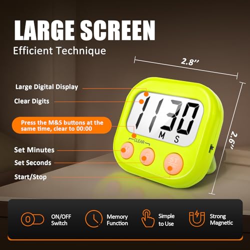 Digital Kitchen Timers for Cooking (6 Count)