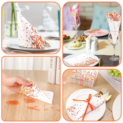 100 Pcs Sprinkles Donut Napkins Birthday Party