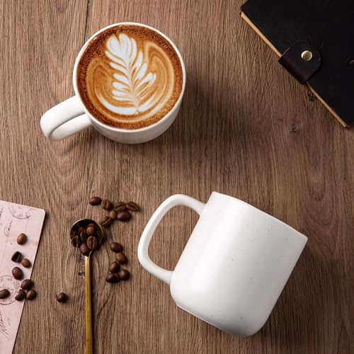 14oz Coffee Mugs Set of 6 (6 Count (Pack of 1) / Off White-Speckled)