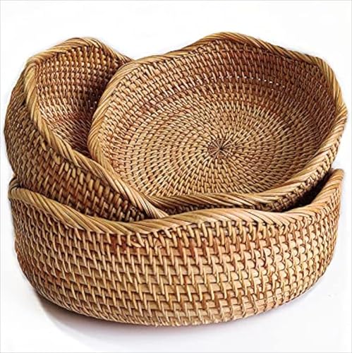 Rattan Bread Basket (Set of 3 (Small/Medium/Large) - Natural)