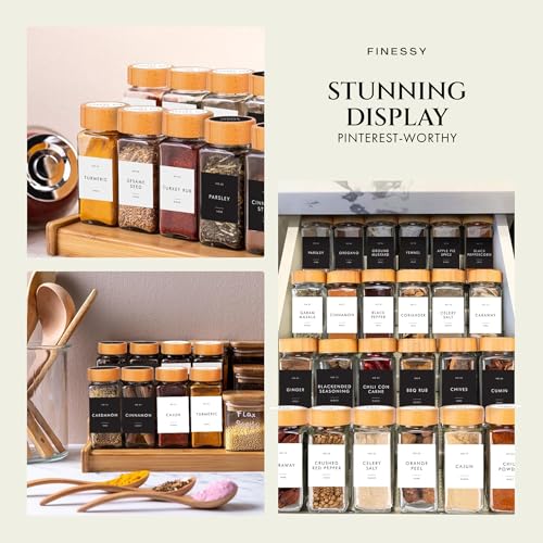 36 Thick Glass Spice Jars With Bamboo Lids