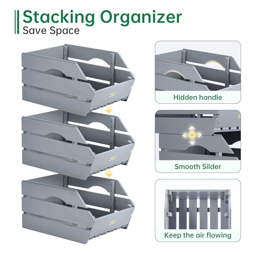 Wood Potato Onion Storage Bins (Dusty Grey)