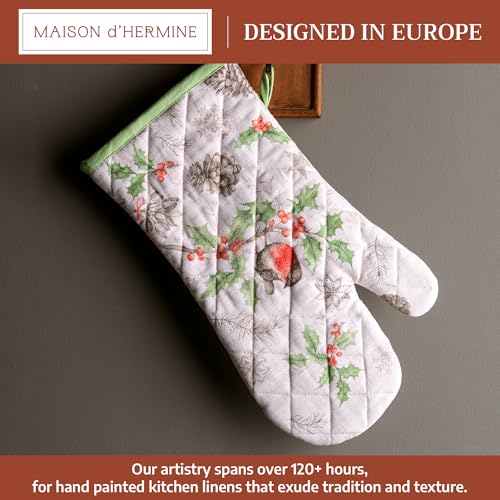 Maison d'Hermine Oven Gloves 100% Cotton Oven Mitt (115 - Christmas Dew / 7.5" x 13" (Oven Mitt))