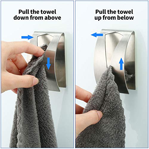 4 Pcs Self Adhesive Kitchen Towel Hook Holder (Silver)