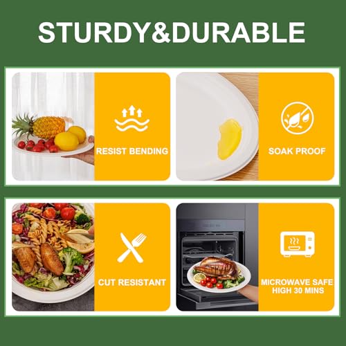 100% Compostable Oval Paper Plates 12 Inch (White / 12Inch（125 PCS）)