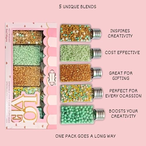 Edible Sprinkles Mix Pack of 5 (4.9384 Ounce)