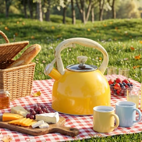 Whistling Tea Kettle for Stove Top (Yellow)