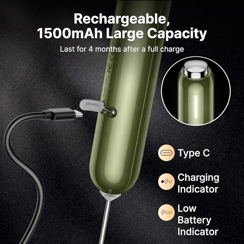 InstaWhisk Milk Frother with Variable Speed (Army Green / Rechargeable)