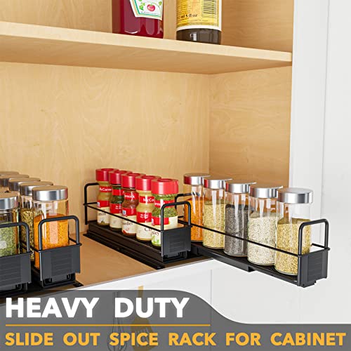 Pull Out Spice Rack Organizer for Cabinet (Two 2"W Drawers, 1-Tier)