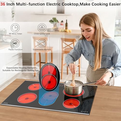 Electric Cooktop 36 Inch (36 inch 5 burners)