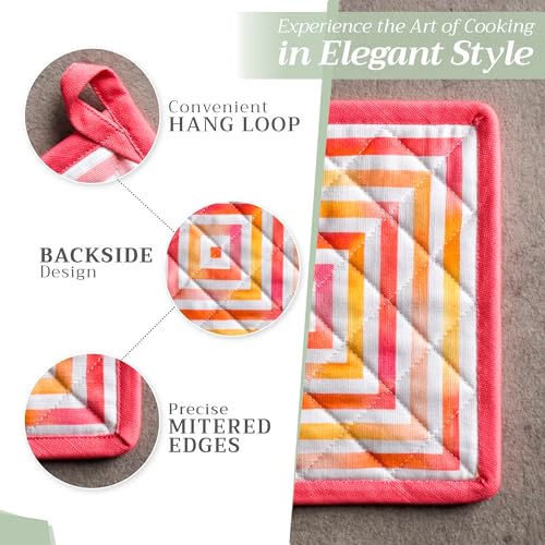 Pot Holders 100% Cotton Potholders (073 - Summer Maze / 8" x 8" (Pot Holder Pack of 2))