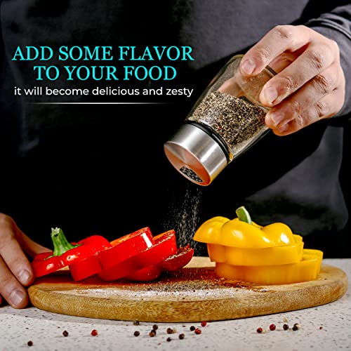 Salt and Pepper Shakers Set with Adjustable Pour Holes