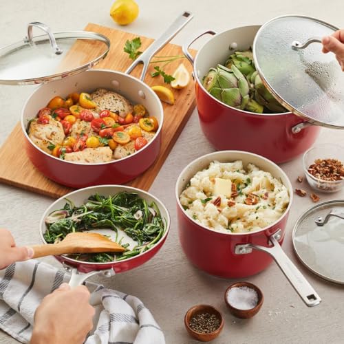 Hard Anodized Ceramic 9 (Empire Red / Cookware Set (9 Piece - Non Induction))