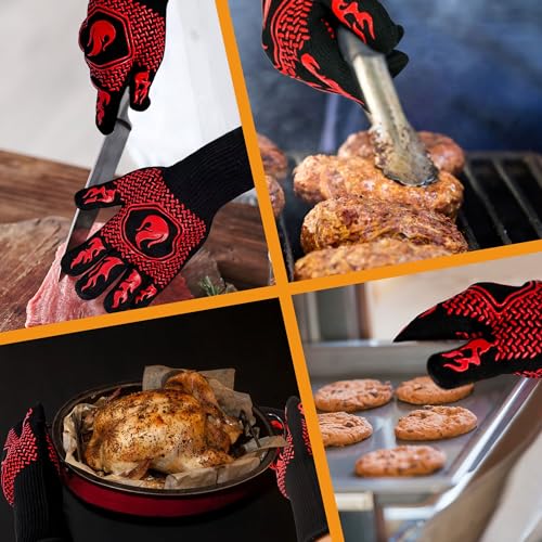 BBQ Gloves 1472F Heat Resistant Non (Red)