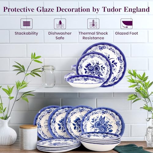 12 Piece Porcelain Dinnerware Set for 4 (12 / Victoria Blue)