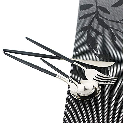 30 Piece Stainless Steel Satin Finish Flatware Set (Service for 6 / Black/Silver)