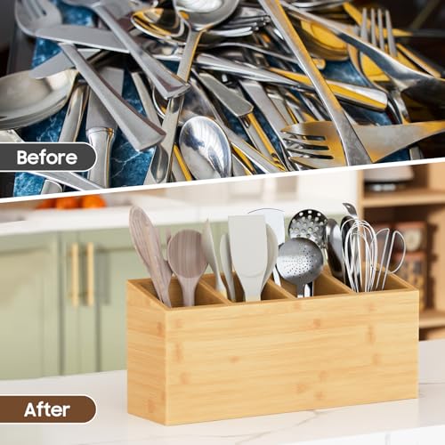 Wingsife Utensils Holder with 4 Compartments