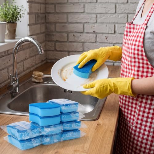 50 Pcs Individually Wrapped Sponges Uncompressed Blue (Blue)