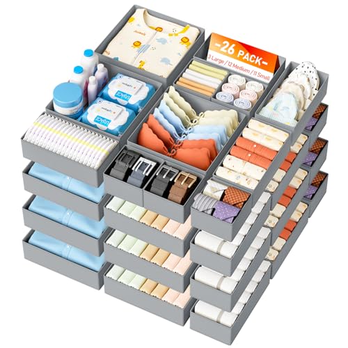Drawer Organizer Clothes 26 Pack (Gray / 26 Pack)