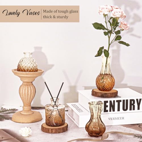 Set of 36 Glass Bud Vases Small Flower Vases for Centerpieces (Amber)