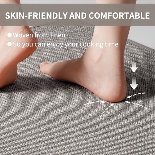Long Kitchen Runner Rugs Kitchen Mat Non Slip Washable Gray 17"x71" (8.333 Sq Ft)