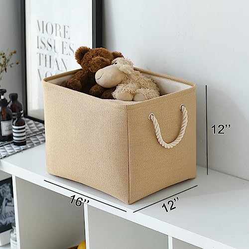 Organization and Storage Basket for Organizing (Beige / 3PCS/Large Cube - 16L×12W×12H)
